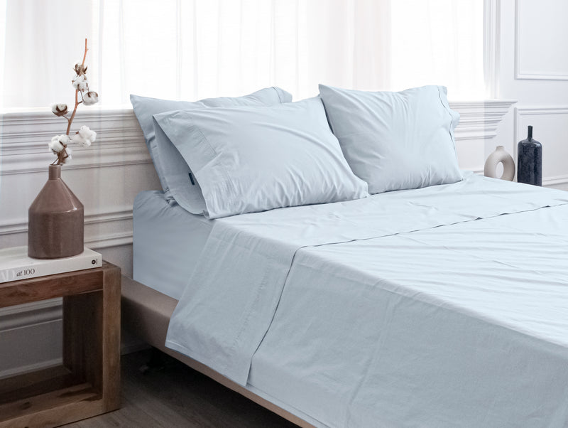 "Lived-in" Washed Cotton Percale Sheet Set