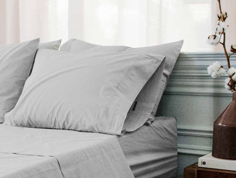 "Lived-in" Washed Cotton Percale Sheet Set